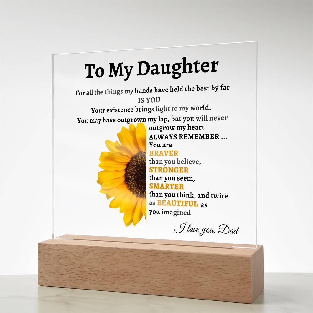 To My Daughter-Dad Sunflower Acrylic LED Plaque Gift