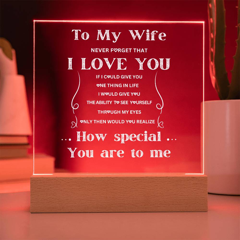 To My Wife Acrylic LED Plaque Gift