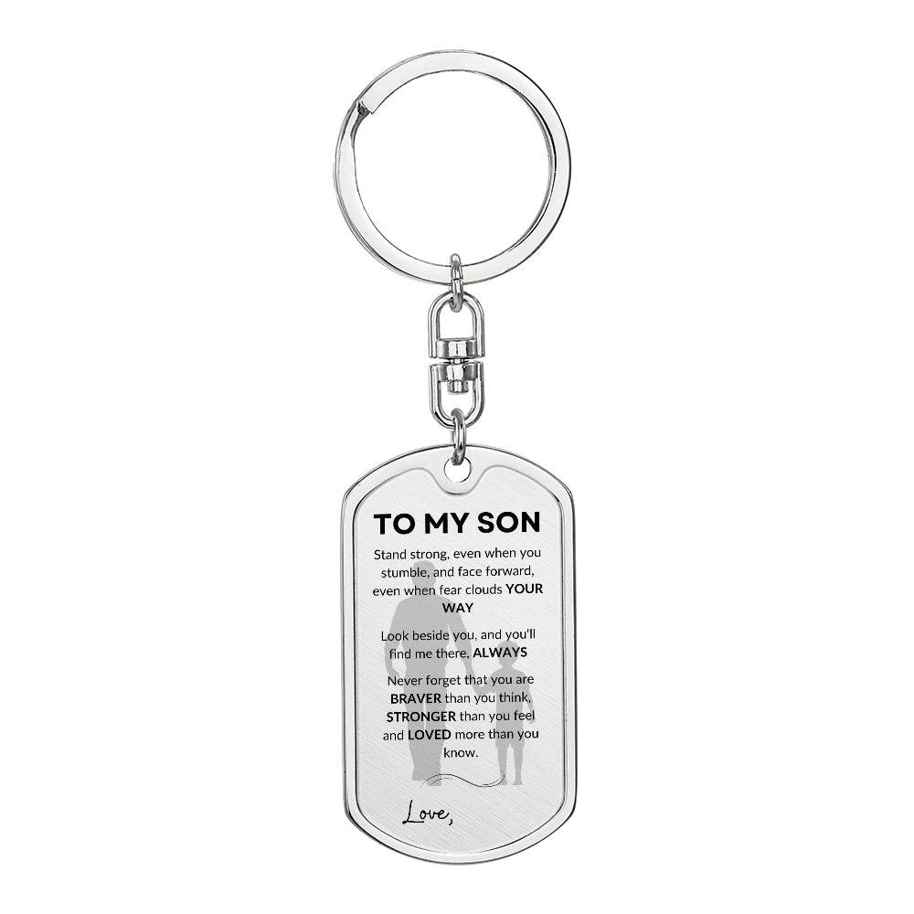 Personalized- To My Son Dog Tag with Swivel Keychain