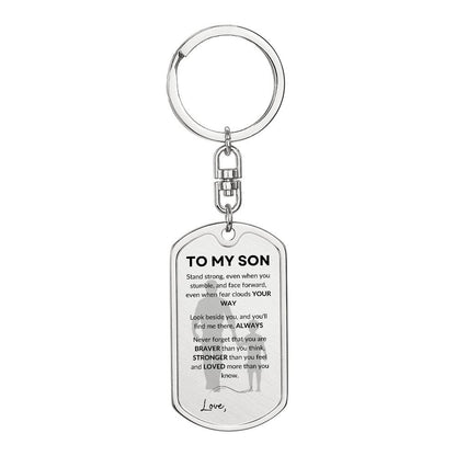 Personalized- To My Son Dog Tag with Swivel Keychain