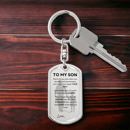 Personalized- To My Son Dog Tag with Swivel Keychain