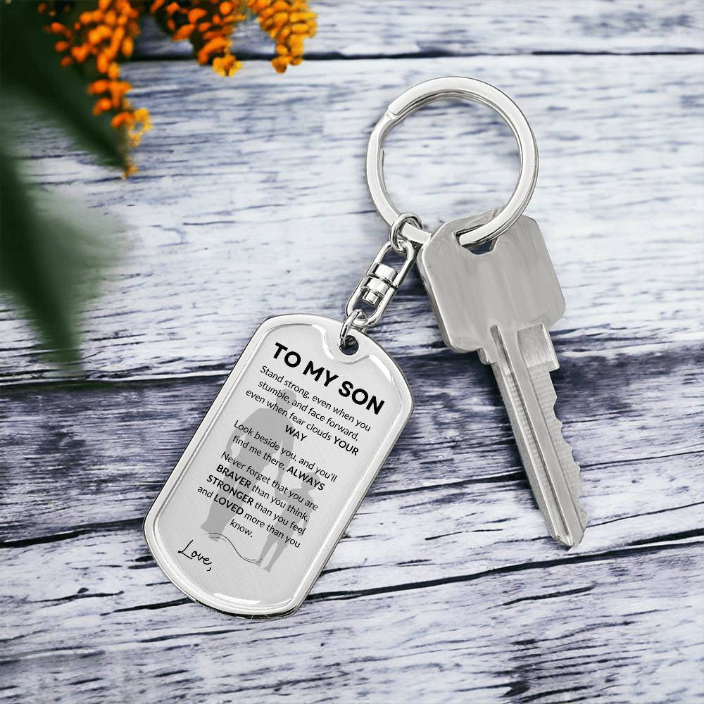 Personalized- To My Son Dog Tag with Swivel Keychain