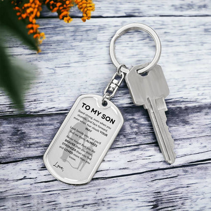 Personalized- To My Son Dog Tag with Swivel Keychain